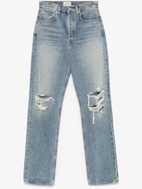 Agolde Light Blue Distressed Straight-Leg Jeans size 23